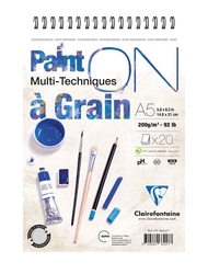 Clairefontaine - Paint-On A Grain Çizim Bloğu A5 200gr 20 Yaprak Üstten Spiralli