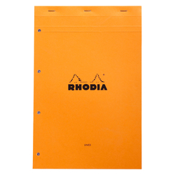 Rhodia - 21x31,8cm Çizgili Blok Turuncu Kapak 4 Delikli Beyaz 80 Yaprak