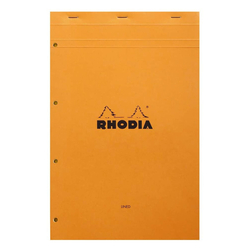 Rhodia - Basic 21x31,8cm Çizgili Blok Turuncu Kapak Sol Taraftan 4 Delik