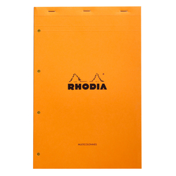 Rhodia - 21x31,8cm Kareli Blok Turuncu Kapak 4 Delikli Sarı Kağıt 80 Yaprak